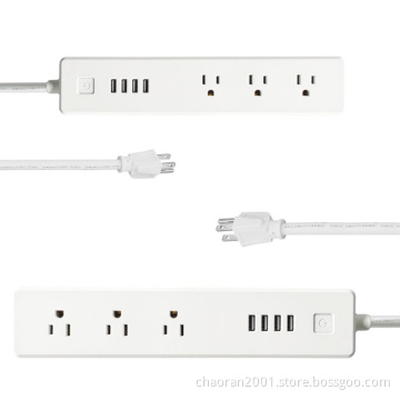 TUYA US 3 Outlet 4 Port Extension Cord Power Strip Wifi Power Strip With Individual Switches Smart Power Strip With USB